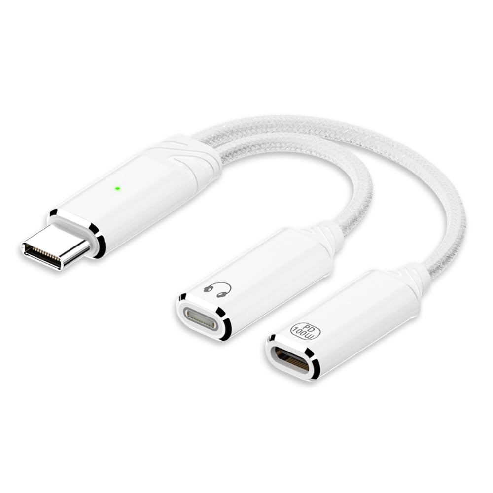 ZORBES® AuviPal 2-in-1 USB C to Audio Adapter with 100W Charging Port, ZORBES® AuviPal 2-in-1 USB C to Audio Adapter with 100W Charging Port,